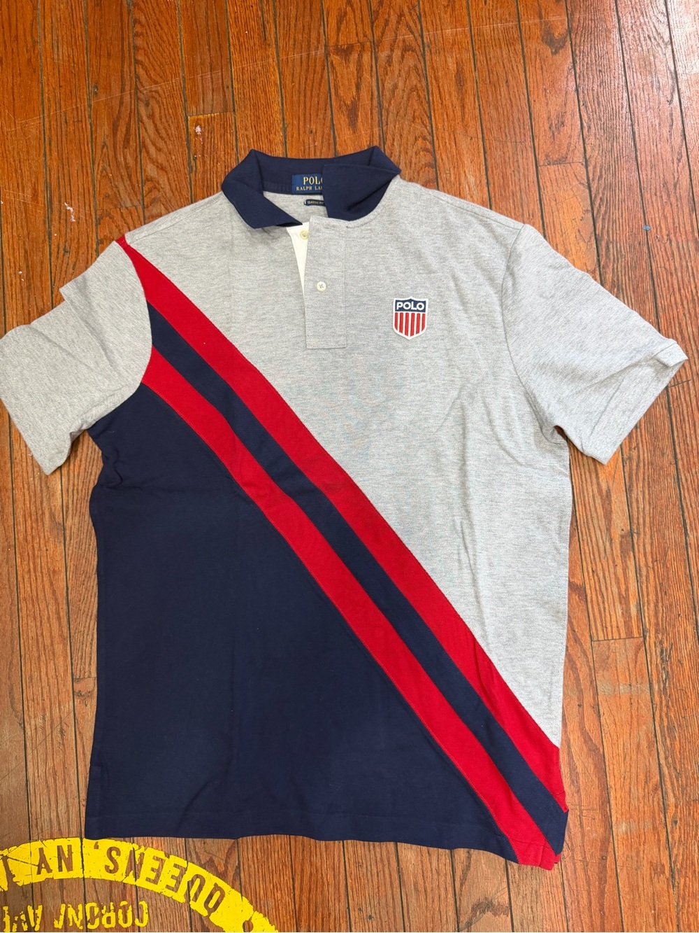 Polo by Ralph Lauren Grey Navy Red Diagonal Stripe Polo